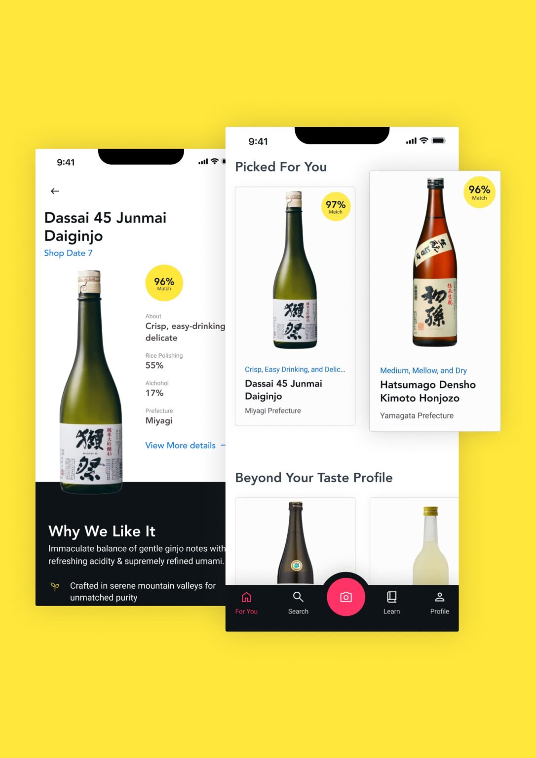 Sakesho Mobile Mockup of Sake Product Catalog