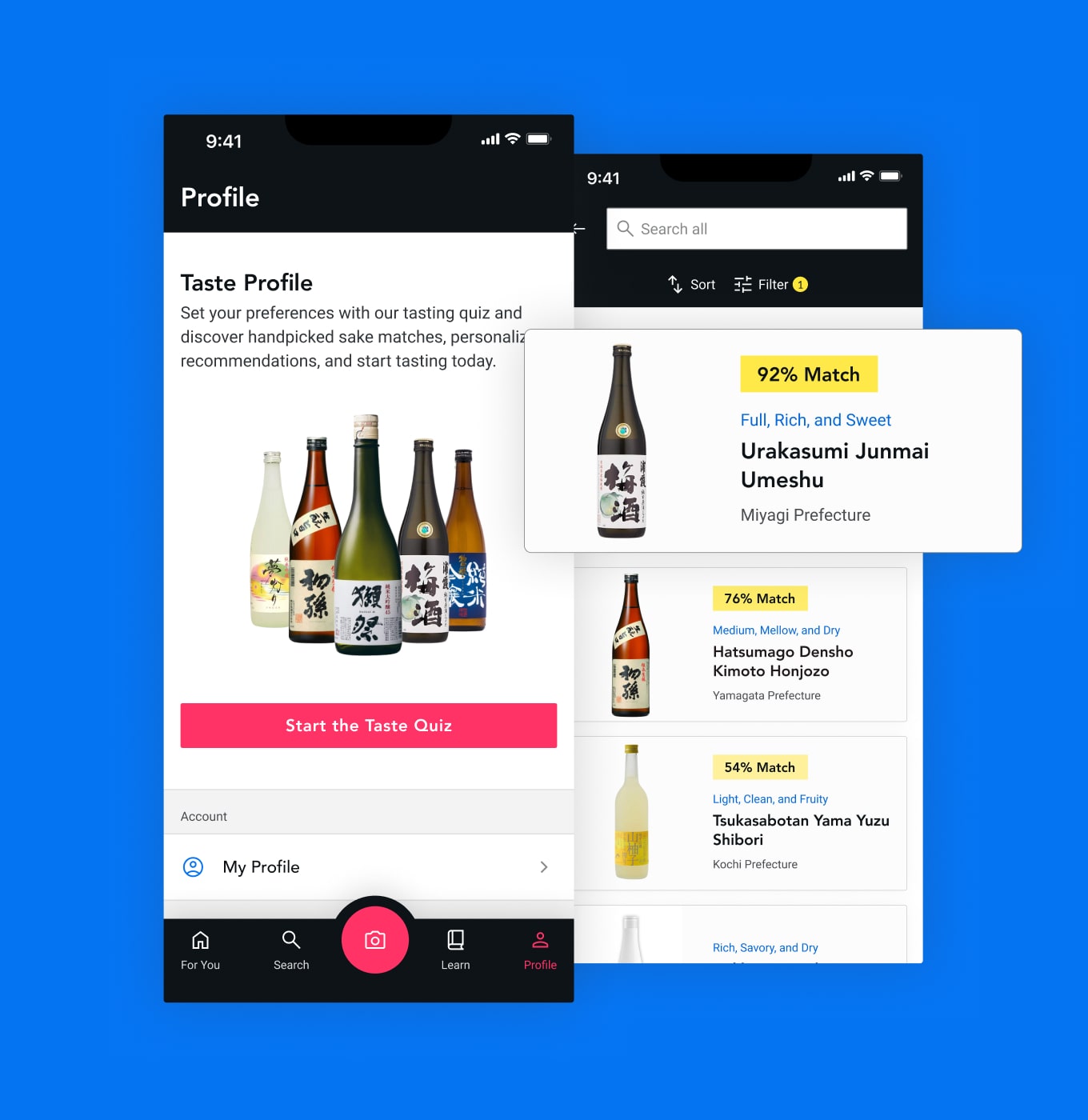 Sakesho Mobile Mockup of Sake Profile